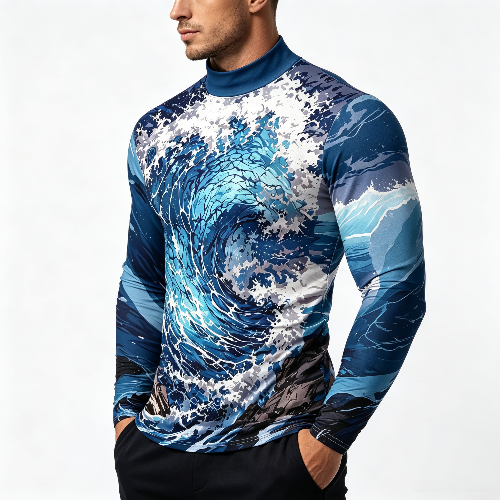 Tee Graphic Print - Vintage Ocean Surf Wave Print Men