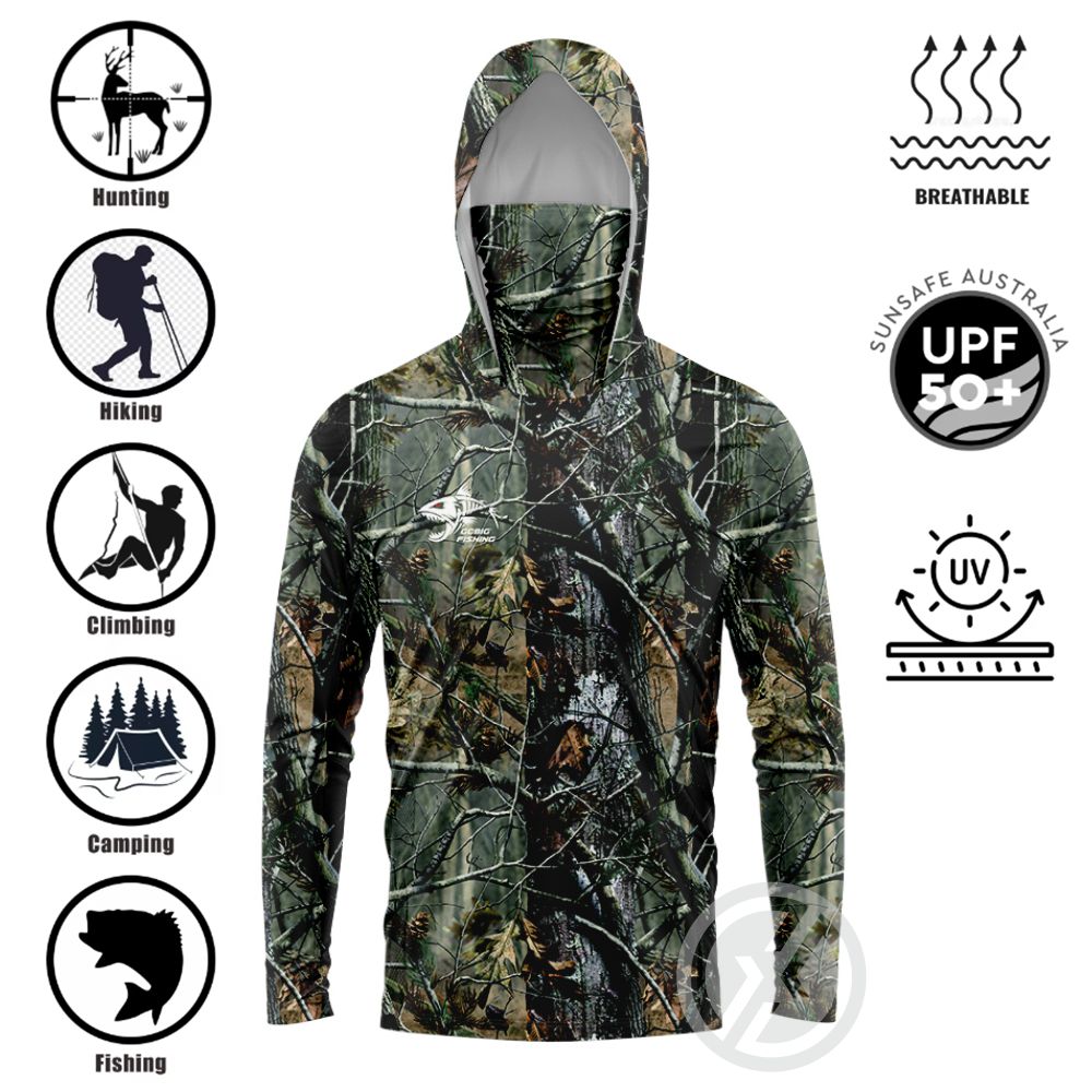 UPF50+ Hooded Fishing Shirt Bu - Tee Graphic Print review and price