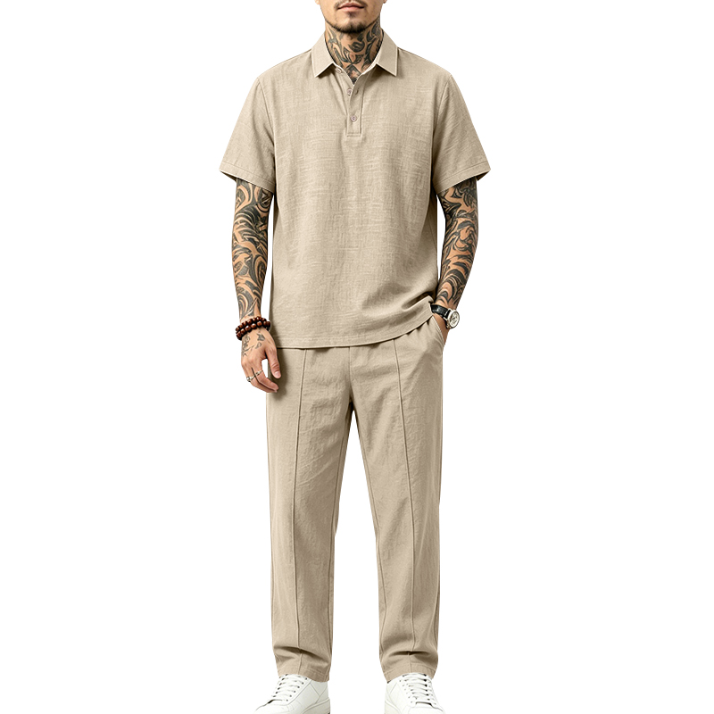 Men's 2 Piece Polo Set Short S - Short Linen Drawstring review and price