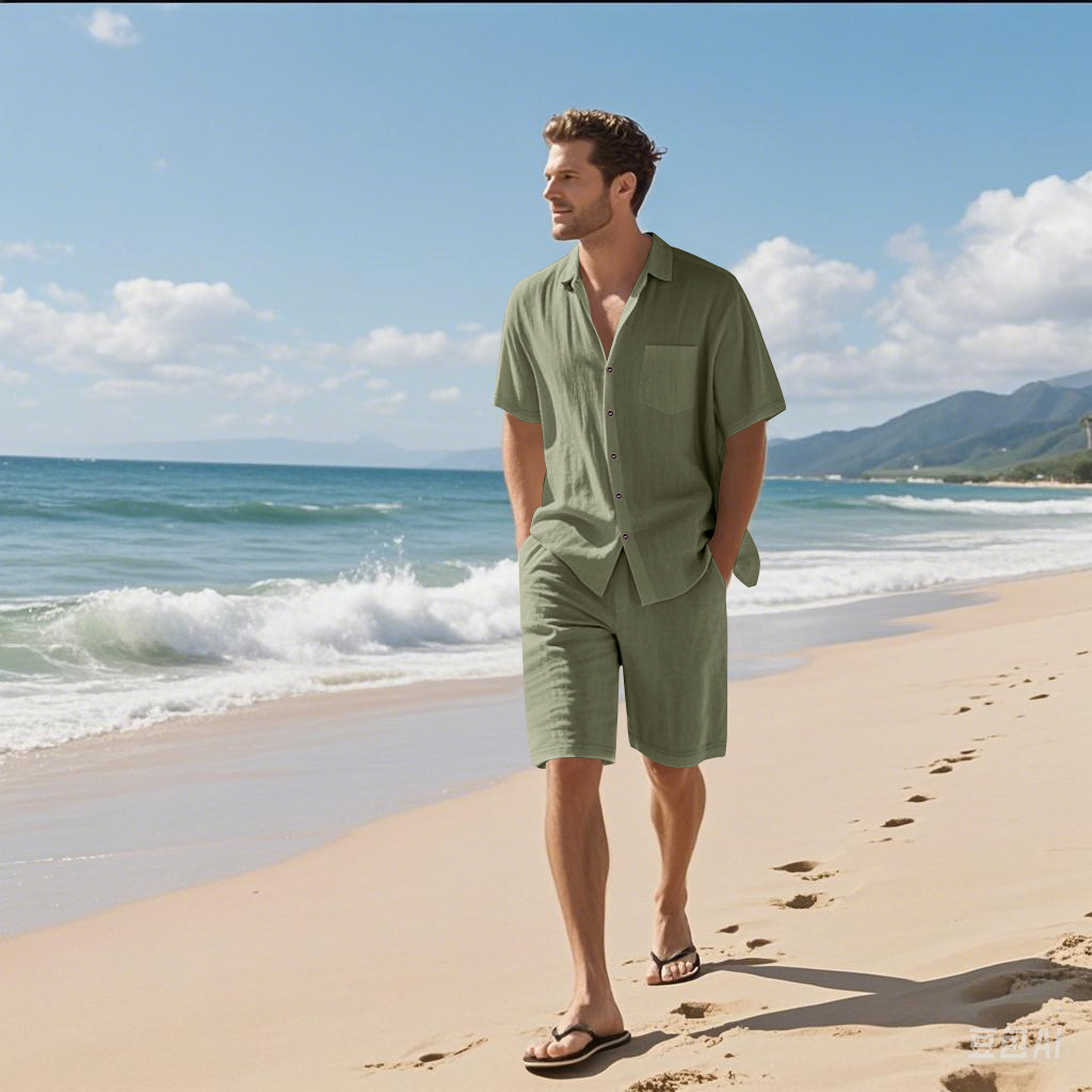 Men Linen Textured Two-Piece S - Short Linen Drawstring review and price